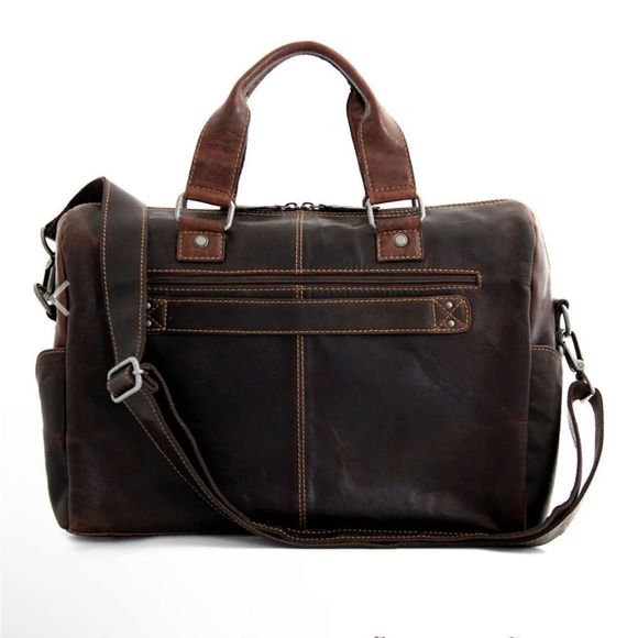 NWT New! Jack Georges Brown Voyager Zip Leather Briefcase w/Front Flap Pocket - Picture 4 of 16